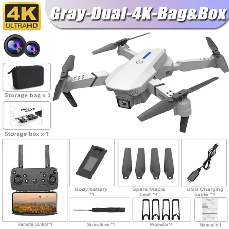 2026 New E88 Professional HD Dual Camera 4K RC Drone Wide Angle Camera Foldable Helicopter Quadcopter Aircraft Kid Gift Toys
