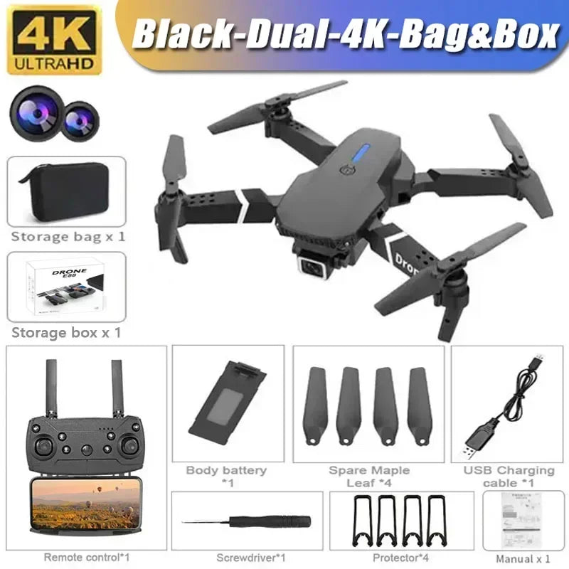 2026 New E88 Professional HD Dual Camera 4K RC Drone Wide Angle Camera Foldable Helicopter Quadcopter Aircraft Kid Gift Toys