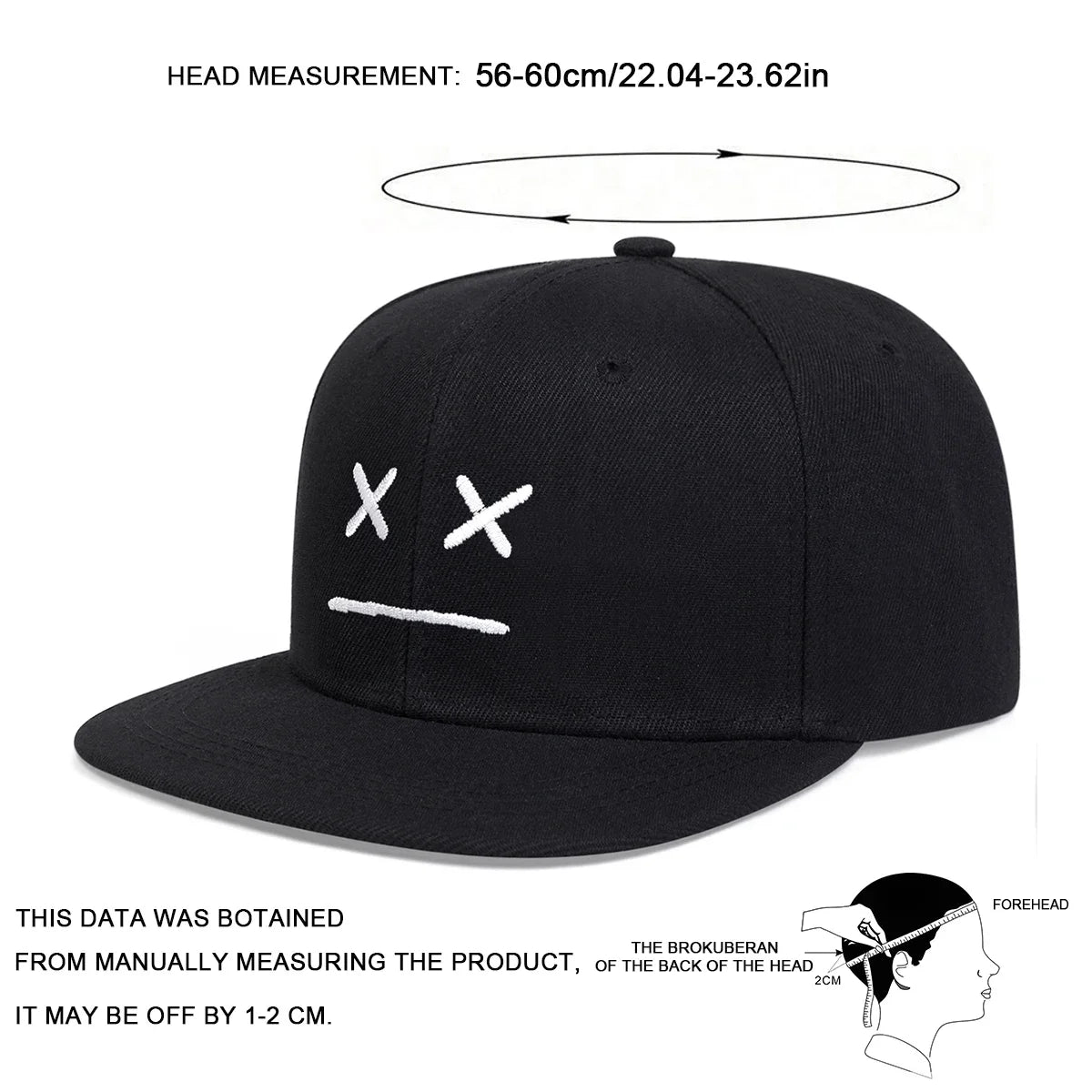 Unisex XX Smiley Face Embroidery Hip-hop Hats Spring Autumn Outdoor Adjustable Casual Baseball Caps Sunscreen Hat Sports Cap