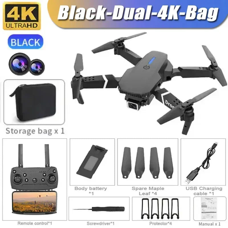 2026 New E88 Professional HD Dual Camera 4K RC Drone Wide Angle Camera Foldable Helicopter Quadcopter Aircraft Kid Gift Toys