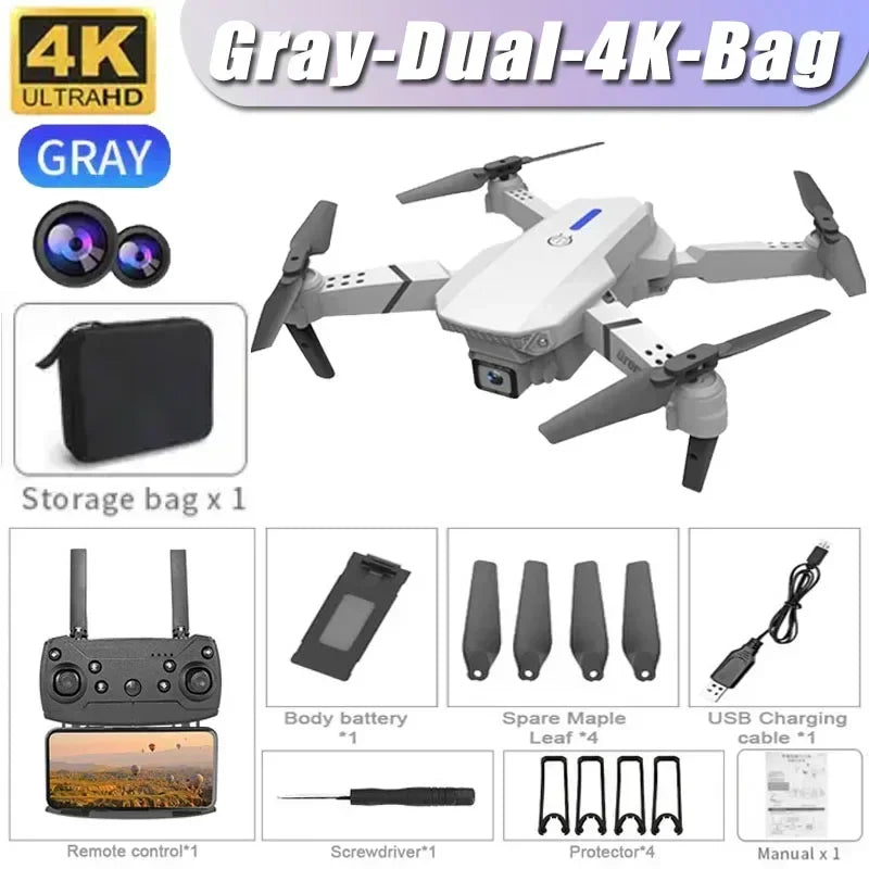 2026 New E88 Professional HD Dual Camera 4K RC Drone Wide Angle Camera Foldable Helicopter Quadcopter Aircraft Kid Gift Toys