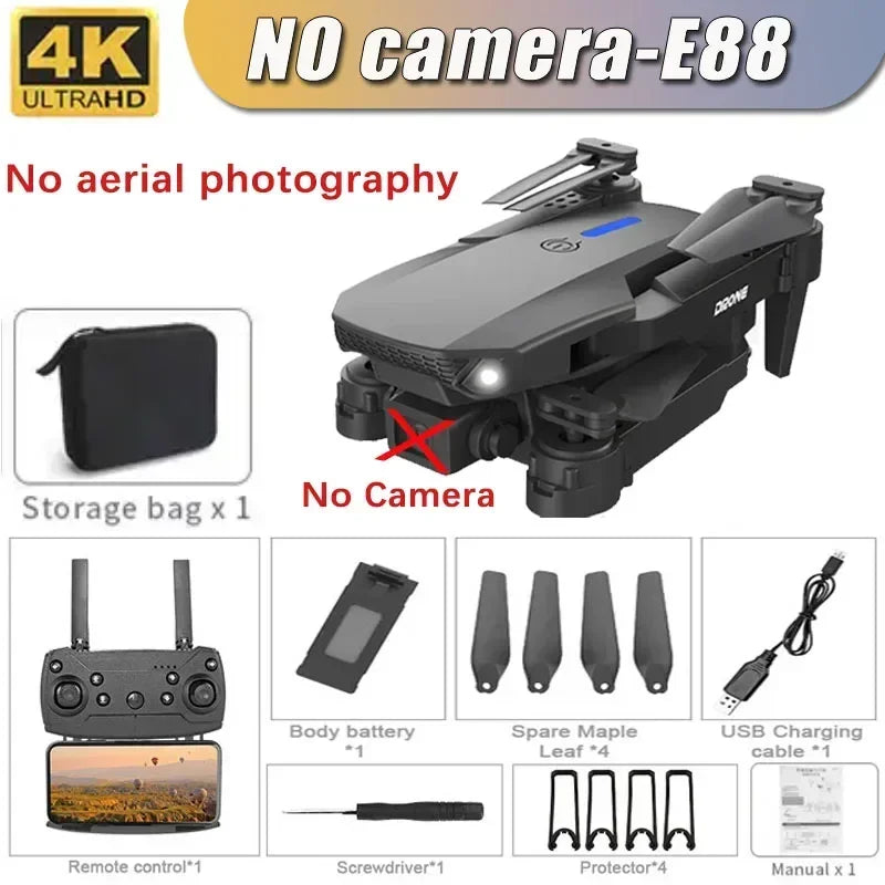 2026 New E88 Professional HD Dual Camera 4K RC Drone Wide Angle Camera Foldable Helicopter Quadcopter Aircraft Kid Gift Toys