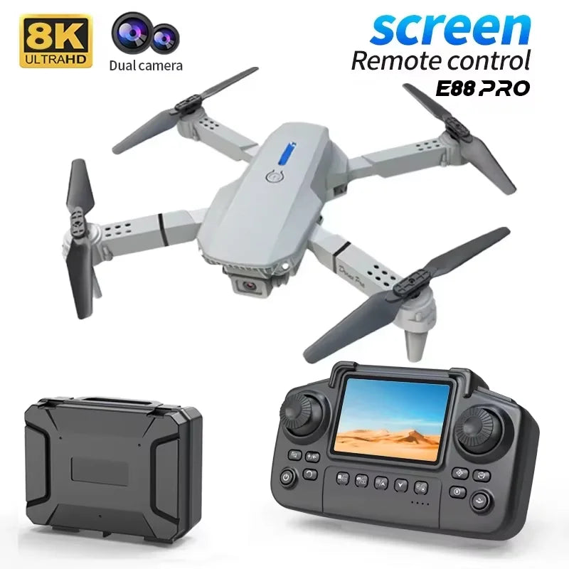 8K HD Dual Camera GPS Obstacle Avoidance 2026 E88 Plus Mini Foldable Drones Brushless Motor RC Quadcopter Toys Gifts For Xiaomi
