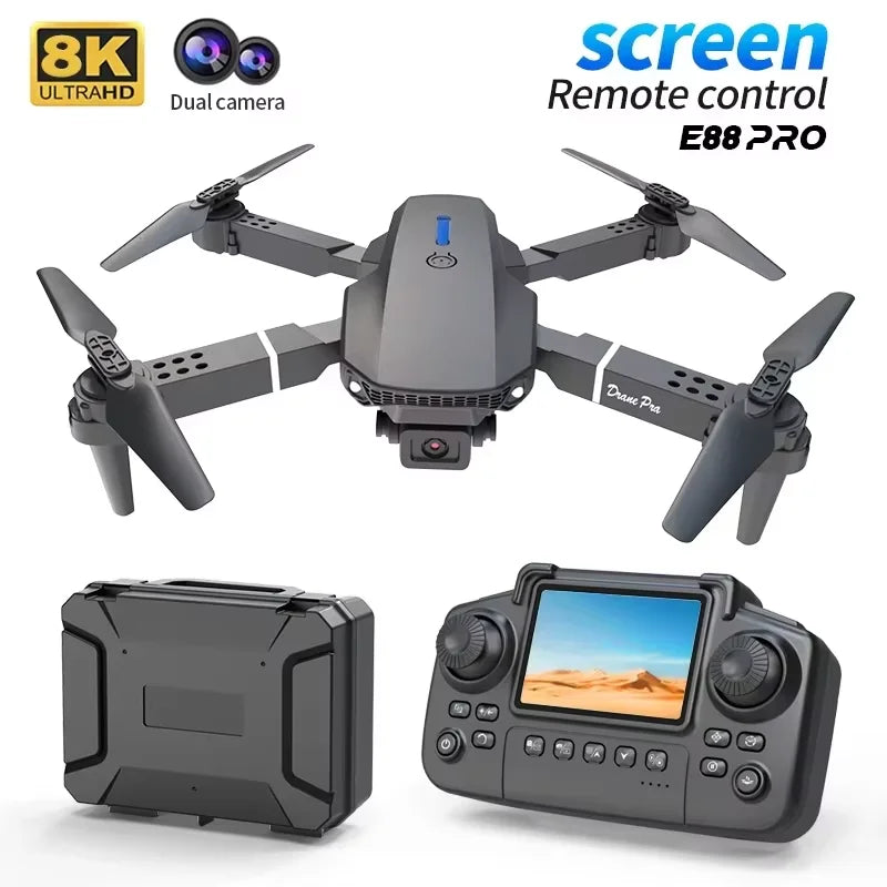 8K HD Dual Camera GPS Obstacle Avoidance 2026 E88 Plus Mini Foldable Drones Brushless Motor RC Quadcopter Toys Gifts For Xiaomi