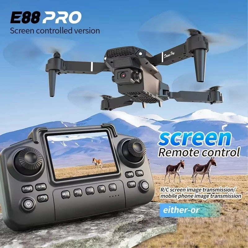 8K HD Dual Camera GPS Obstacle Avoidance 2026 E88 Plus Mini Foldable Drones Brushless Motor RC Quadcopter Toys Gifts For Xiaomi