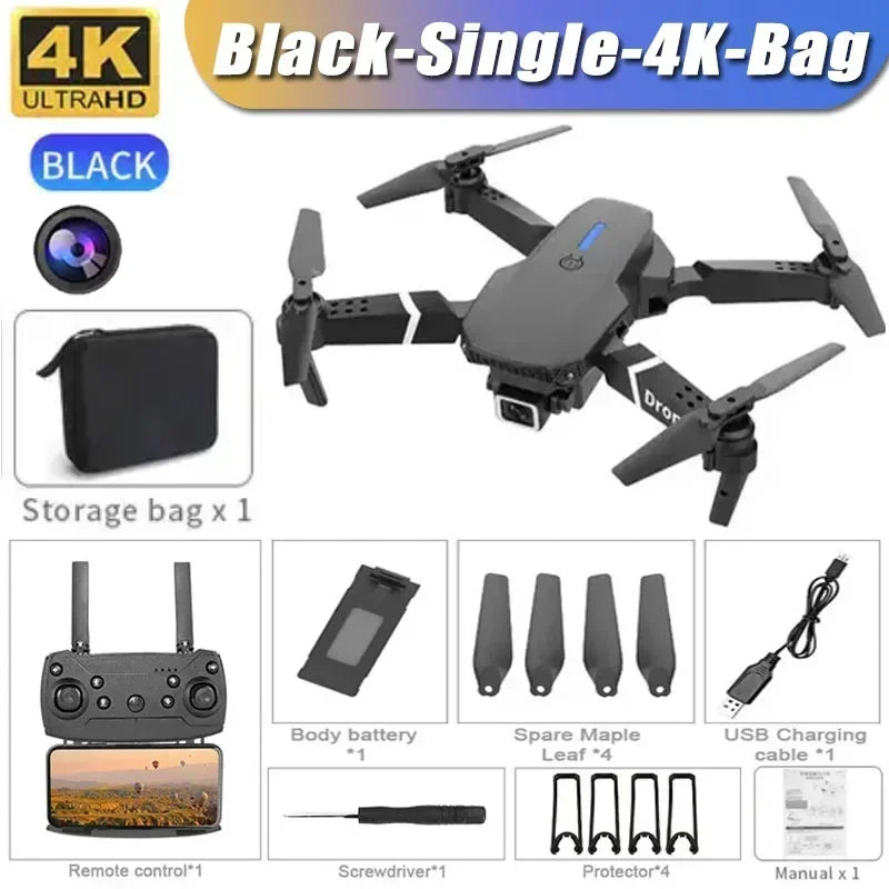 2026 New E88 Professional HD Dual Camera 4K RC Drone Wide Angle Camera Foldable Helicopter Quadcopter Aircraft Kid Gift Toys